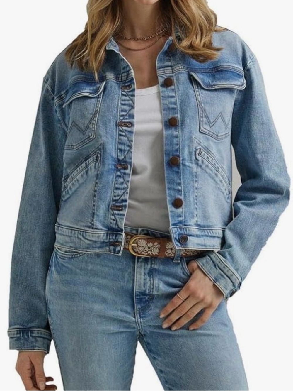 Wrangler Women’s Light Wash Cowboy Denim Jacket L